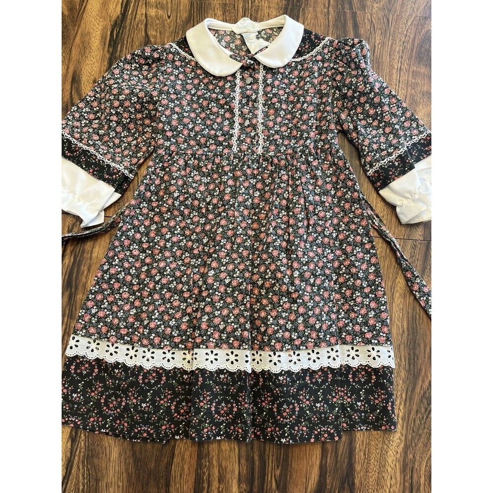 Vtg Cinderella Girl's Sz 6 Dress Floral Flower Cottagecore Lace Trim